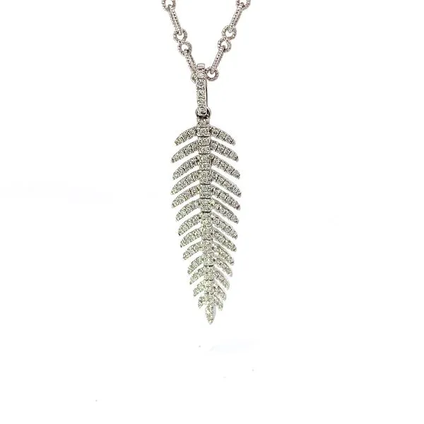 18K White Gold Diamond Feather Pendant Blue Marlin Jewelry, Inc. Islamorada, FL