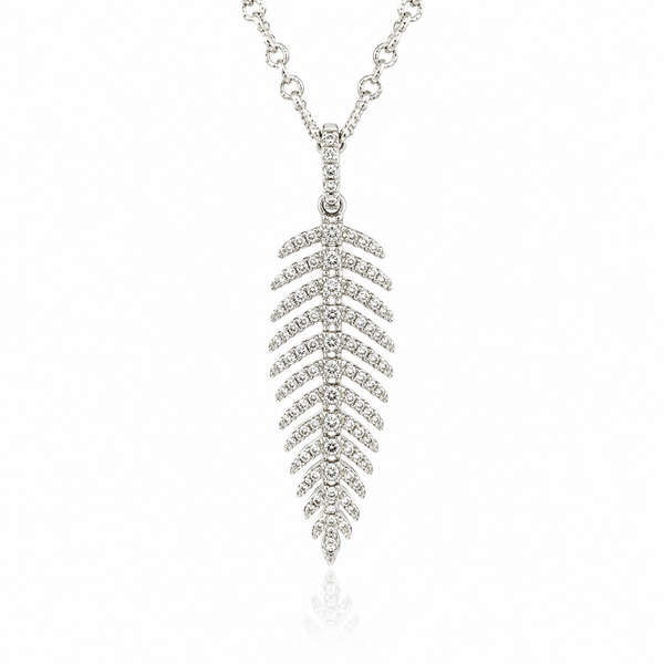 18K White Gold Diamond Feather Pendant Blue Marlin Jewelry, Inc. Islamorada, FL