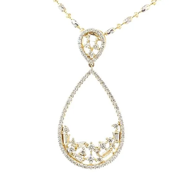 14K Large Tear Drop with Multi Shaped Diamond Pendant Blue Marlin Jewelry, Inc. Islamorada, FL