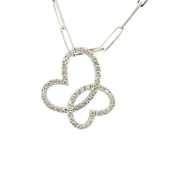 Platinum Diamond Double Heart Butterfly Pendant Blue Marlin Jewelry, Inc. Islamorada, FL