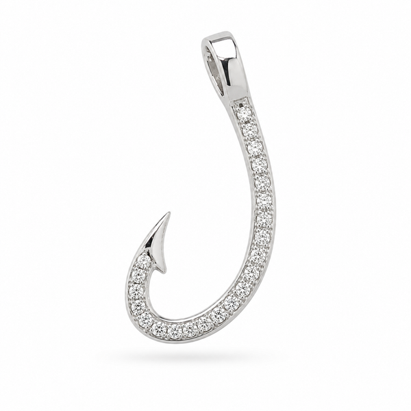 14K Rose Gold Fish Hook Pendant with Diamonds Blue Marlin Jewelry, Inc. Islamorada, FL