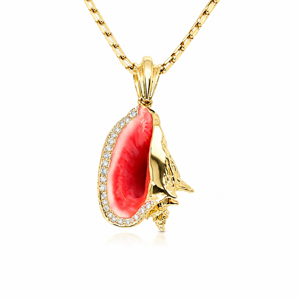 Large Conch Shell Pendnat with Diamonds Blue Marlin Jewelry, Inc. Islamorada, FL