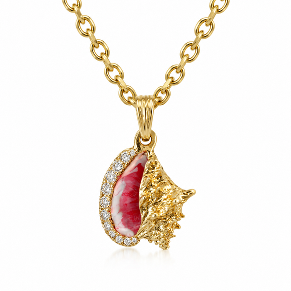 Enameled Conch Diamond Pendant Blue Marlin Jewelry, Inc. Islamorada, FL