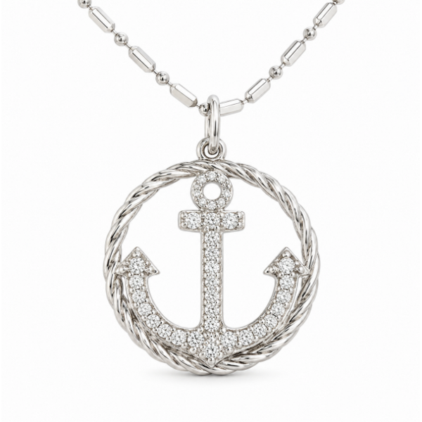 Braided Circle Anchor Pendant Blue Marlin Jewelry, Inc. Islamorada, FL