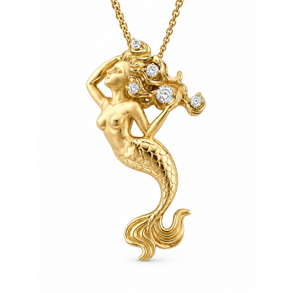 14K Yellow Gold 0.20 ctw Mermaid Diamond Pendant/Charm Blue Marlin Jewelry, Inc. Islamorada, FL