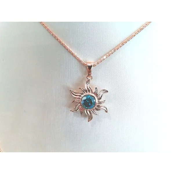 Rose Gold and Blue Diamond Sunburst Pendant Blue Marlin Jewelry, Inc. Islamorada, FL