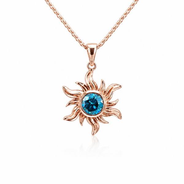 Rose Gold and Blue Diamonds Sunburst Pendant Blue Marlin Jewelry, Inc. Islamorada, FL