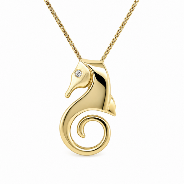 Steven Douglas Classic Small Seahorse Pendant with Diamond Blue Marlin Jewelry, Inc. Islamorada, FL