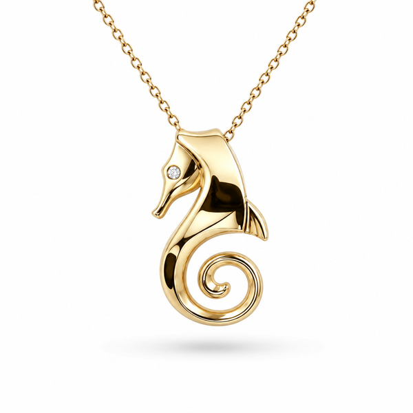 14K Yellow Gold 0.02 ctw Seahorse Diamond Pendant/Charm Blue Marlin Jewelry, Inc. Islamorada, FL