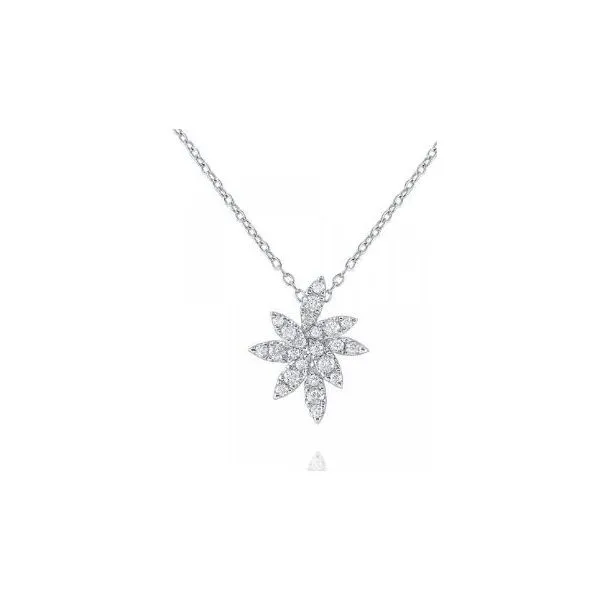 14k White Gold and Diamond Floral Inspired Cluster Necklace Image 2 Blue Marlin Jewelry, Inc. Islamorada, FL