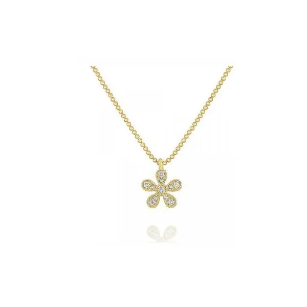 14k Gold and Diamond Flower Pendant/Necklace Image 2 Blue Marlin Jewelry, Inc. Islamorada, FL