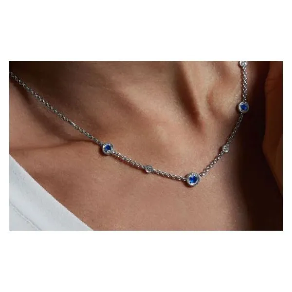 Judith Ripka Max Station Sapphire and Diamond Necklace Image 3 Blue Marlin Jewelry, Inc. Islamorada, FL