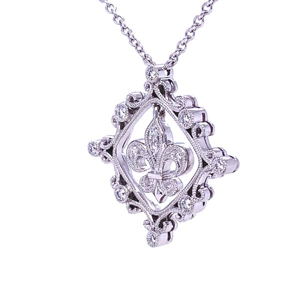 Diamond Fleur De Lis Pendant/Necklace Image 4 Blue Marlin Jewelry, Inc. Islamorada, FL