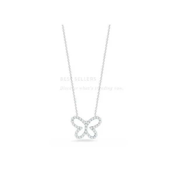 Roberto Coin Tiny Treasures Diamond Outline Butterfly Pendant/Necklace Blue Marlin Jewelry, Inc. Islamorada, FL