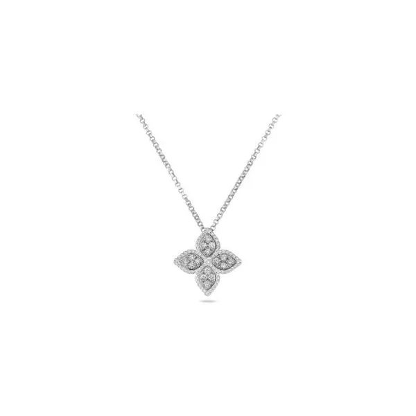 Roberto Coin Princess Flower with Diamonds Pendant/Necklace Blue Marlin Jewelry, Inc. Islamorada, FL