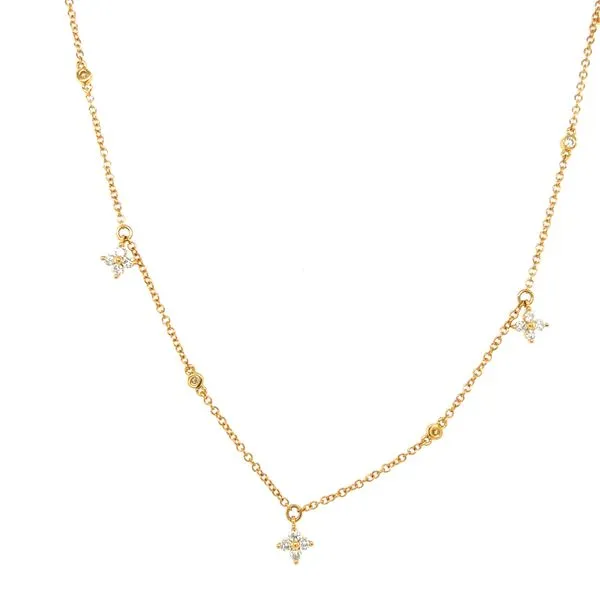 Bezeled Diamond and Floret Station Necklace Blue Marlin Jewelry, Inc. Islamorada, FL