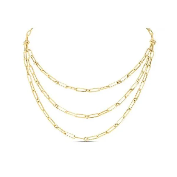 Roberto Coin Triple Stand Paperclip Chain Link Bib Necklaces with Diamonds Blue Marlin Jewelry, Inc. Islamorada, FL