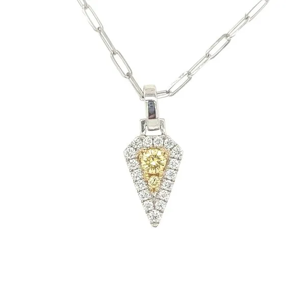 Diamond and Yellow Diamond Small Arrow Pendant on a Paperclip Chain Blue Marlin Jewelry, Inc. Islamorada, FL