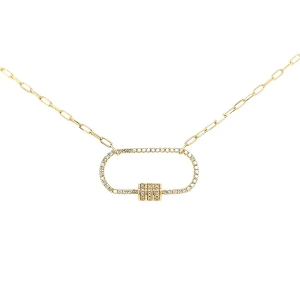 Diamond Large Paperclip Pendant on a Paperclip Necklace Blue Marlin Jewelry, Inc. Islamorada, FL