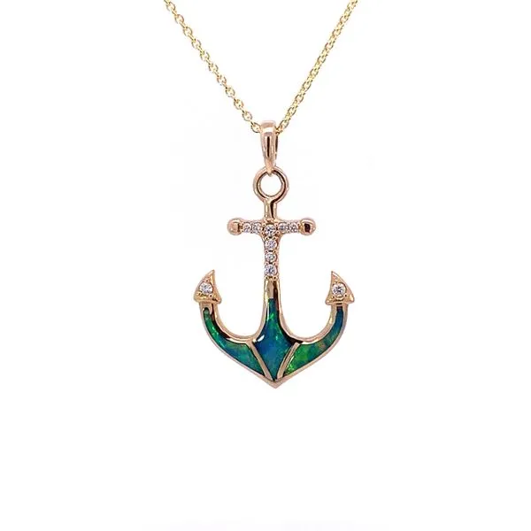 14K Opal Anchor Necklace Blue Marlin Jewelry, Inc. Islamorada, FL