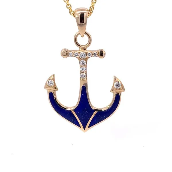 14K Lapis Lazuli Anchor Necklace Blue Marlin Jewelry, Inc. Islamorada, FL