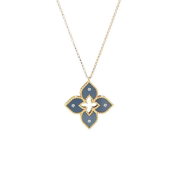 Roberto Coin Venetian Princess Blue Titanium Diamond Necklace Blue Marlin Jewelry, Inc. Islamorada, FL