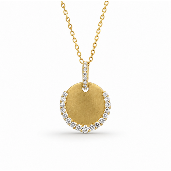 14K Dilamani Disc with Partial Halo Necklace Blue Marlin Jewelry, Inc. Islamorada, FL