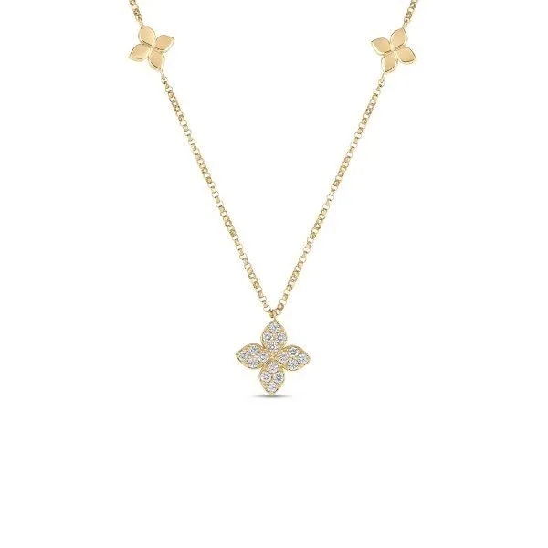 Roberto Coin 18K Diamond Flower Station Necklace Blue Marlin Jewelry, Inc. Islamorada, FL