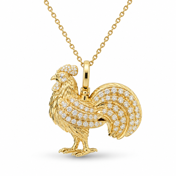 18K Yellow Gold 0.34 ctw Rooster Diamond Necklace Blue Marlin Jewelry, Inc. Islamorada, FL