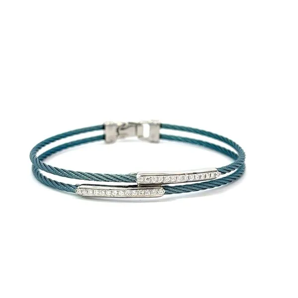 18KW Island Blue Cable Bracelet with Diamonds Blue Marlin Jewelry, Inc. Islamorada, FL
