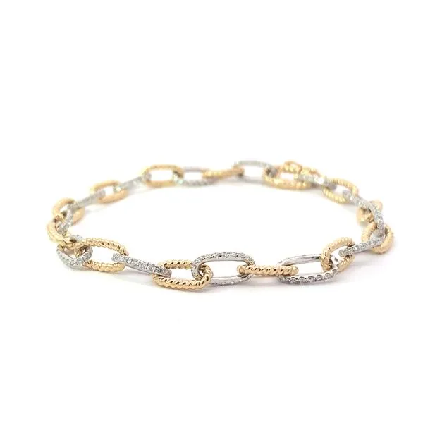 14K Two-Tone Diamond Paperclip Bracelet Blue Marlin Jewelry, Inc. Islamorada, FL