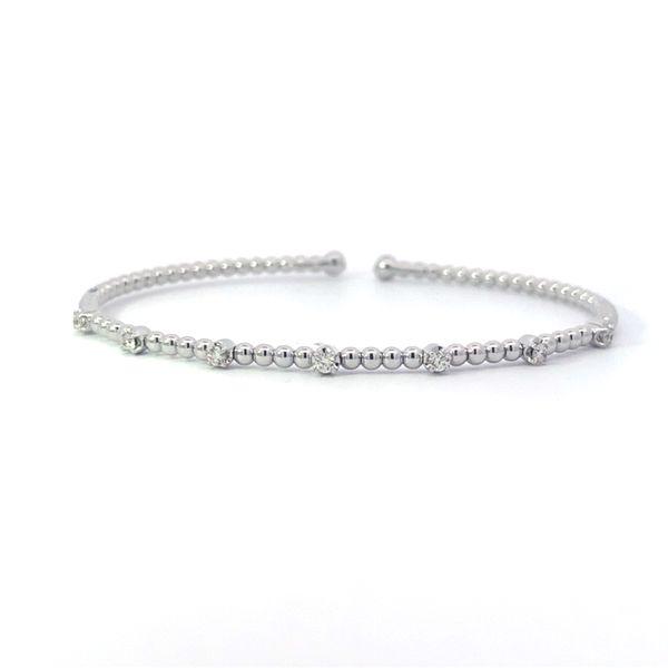 14KW Diamond Station Beaded Bangle Blue Marlin Jewelry, Inc. Islamorada, FL