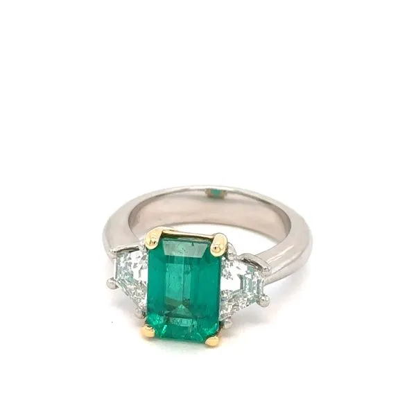 Platinum and Yellow Gold, Emerald and Diamond Ring Blue Marlin Jewelry, Inc. Islamorada, FL