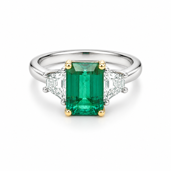 Platinum and Yellow Gold, Emerald and Diamond Ring Blue Marlin Jewelry, Inc. Islamorada, FL