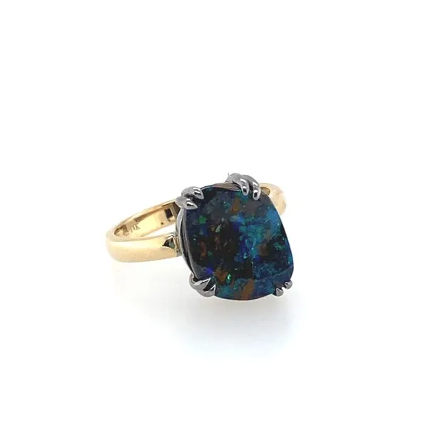 Parle Australian Boulder Opal Ring with Blackened Prongs Blue Marlin Jewelry, Inc. Islamorada, FL