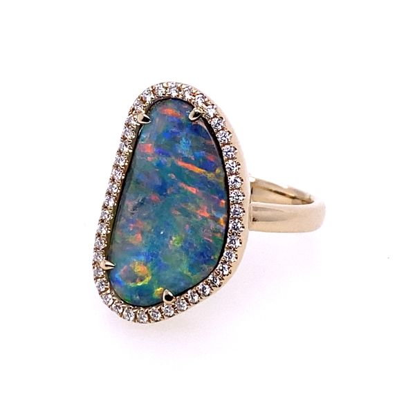 Parle Women's  Australian Boulder Opal and Diamond Ring Image 2 Blue Marlin Jewelry, Inc. Islamorada, FL