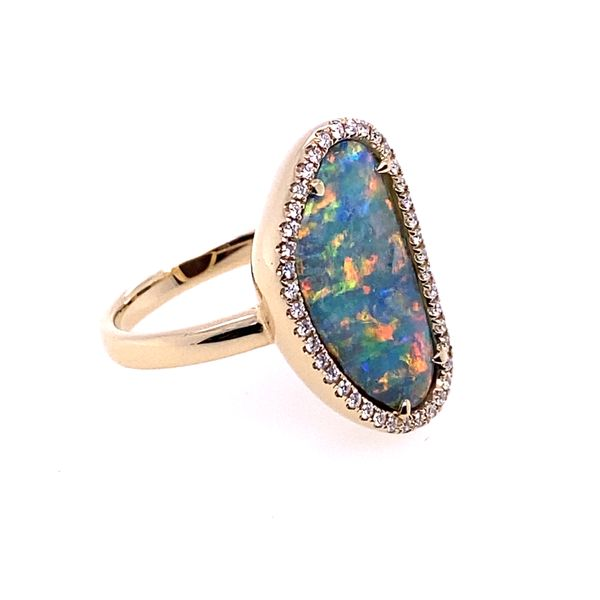 Parle Women's  Australian Boulder Opal and Diamond Ring Image 4 Blue Marlin Jewelry, Inc. Islamorada, FL