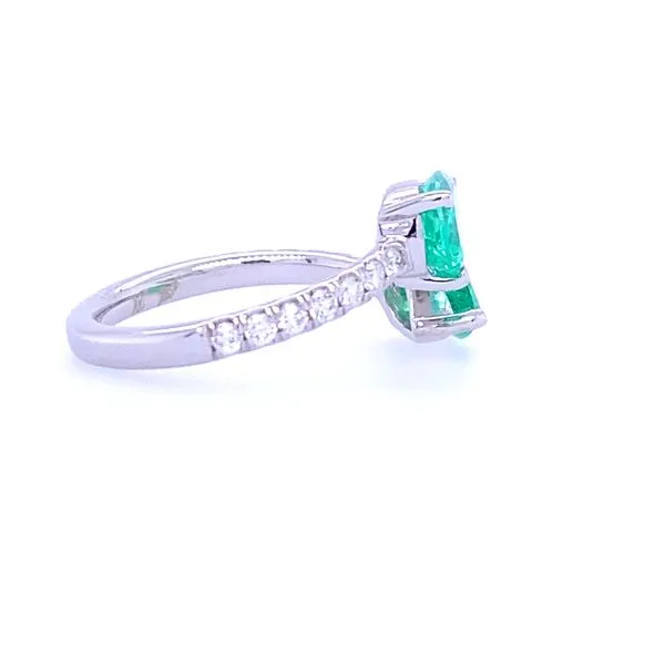 Blue Marlin Signature Pear Shaped Emerald and Diamond Bypass Ring Image 4 Blue Marlin Jewelry, Inc. Islamorada, FL