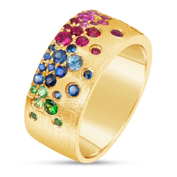 Dilamani Rainbow Sapphire & Tsavorite Cigar Band/Ring Blue Marlin Jewelry, Inc. Islamorada, FL