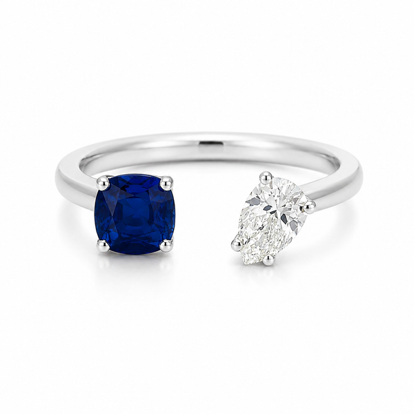 18KW Diamond and Sapphire Bypass Ring Blue Marlin Jewelry, Inc. Islamorada, FL