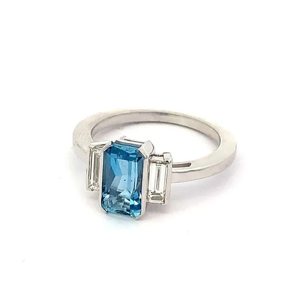 18K White Gold Aquamarine Ring With Diamonds Blue Marlin Jewelry, Inc. Islamorada, FL