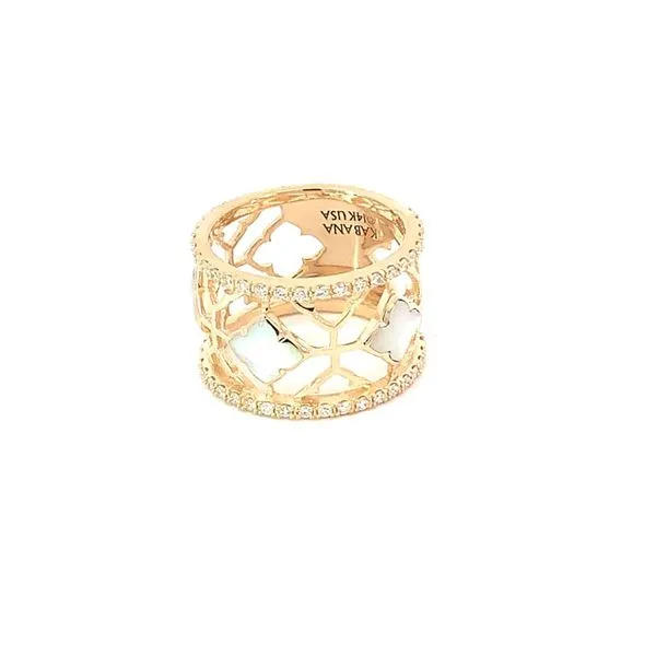 14K Diamond and Mother-of-Pearl Wide Band Image 2 Blue Marlin Jewelry, Inc. Islamorada, FL