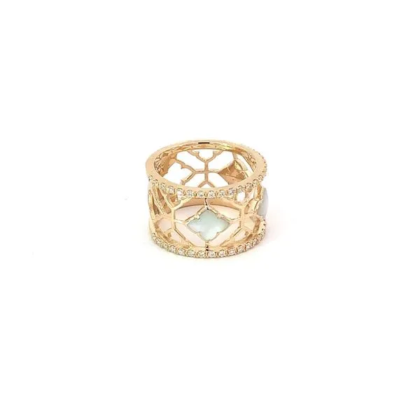 14K Diamond and Mother-of-Pearl Wide Band Blue Marlin Jewelry, Inc. Islamorada, FL