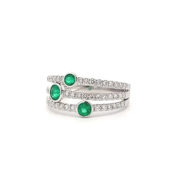 18KW 3 Row Diamond and Emerald Ring Blue Marlin Jewelry, Inc. Islamorada, FL