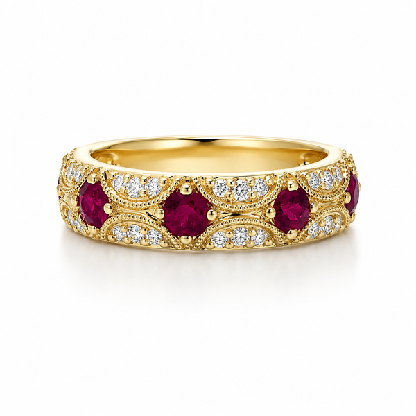 18K Ruby Millgrain Ring Blue Marlin Jewelry, Inc. Islamorada, FL