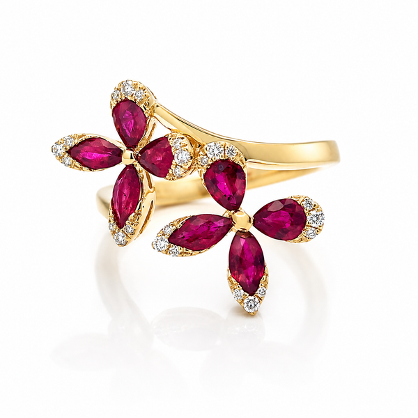 18K Ruby and Diamond Bypass Ring Blue Marlin Jewelry, Inc. Islamorada, FL