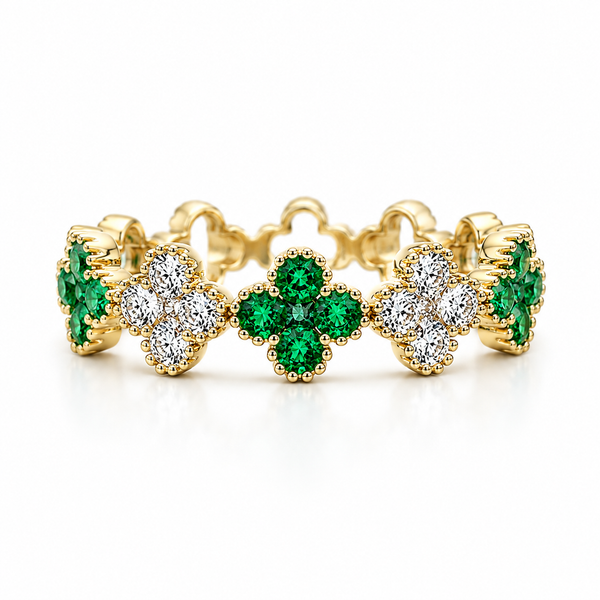 18k Emerald and Diamond Floret Ring Blue Marlin Jewelry, Inc. Islamorada, FL