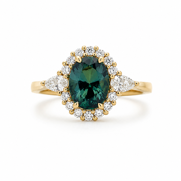 18K Teal Sapphire and Diamond Ring Blue Marlin Jewelry, Inc. Islamorada, FL