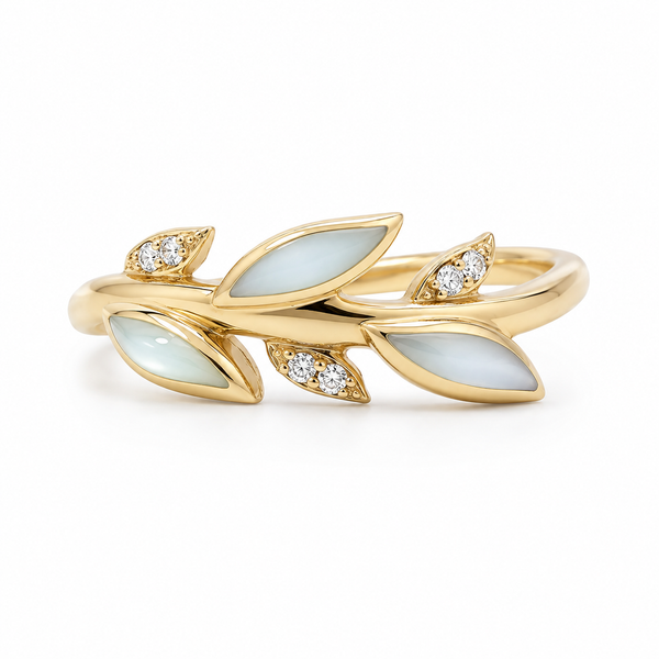 14K Mother-of-Pearl Leaves Ring Blue Marlin Jewelry, Inc. Islamorada, FL