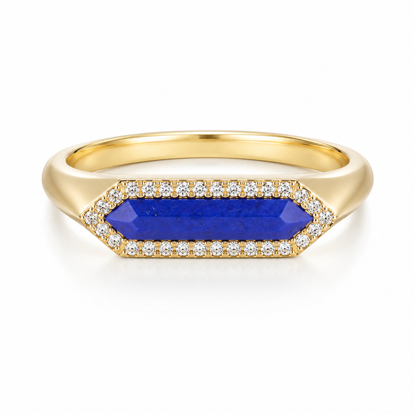 14K Lapis Bar Ring with Diamonds Blue Marlin Jewelry, Inc. Islamorada, FL